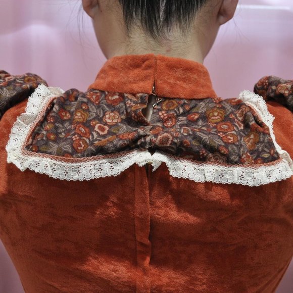 American Vintage | Dresses | 97s Vintage Rust Orange Prairie Dress ...